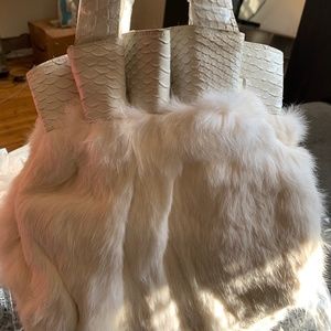 Vintage NEW with tags Ann Taylor genuine rabbit & leather bag!